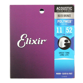Elixir エリクサー 11025 ACOUSTIC POLYWEB Custom Light 11-52×12SET アコースティックギター弦