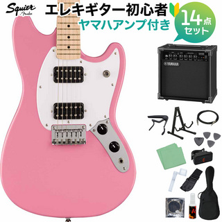 Squier by FenderSONIC MUSTANG HH Flash Pink エレキギター初心者14点セット【ヤマハアンプ付き】 ムスタング