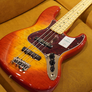 Fender2024collection Made in Japan Hybrid II Jazz bass, Maple Fingerboard, Flame Sunset Orange Transparent