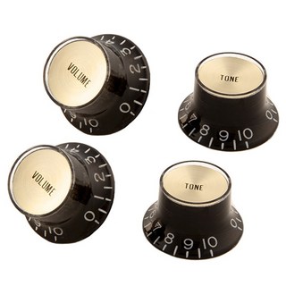 Gibson Top Hat Knobs with Inserts 4 pack (Black/Gold Metal Insert) [PRMK-020] 【在庫処分超特価】