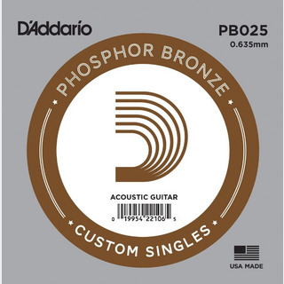 D'AddarioPB025 アコースティックギター弦 Phosphor Bronze Round 025 【バラ弦1本】