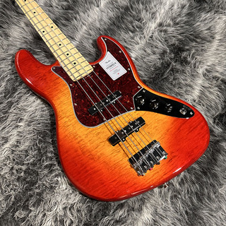 Fender 2024 Collection Made in Japan Hybrid II Jazz Bass Flame Sunset Orange Transparent 