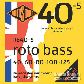 ROTOSOUND Roto Bass Medium 5-Strings Set Nickel on Steel Roundwound, RB40-5 (.040-.125)