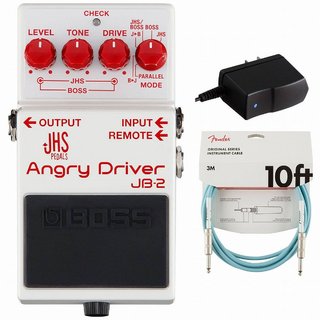 BOSS JB-2 Angry Driver 純正アダプターPSA-100S2+Fenderケーブル(Daphne Blue/3m) 同時購入セット【WEBSHOP】