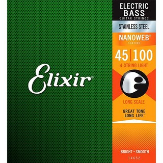 Elixir Stainless Steel Bass Strings with ultra-thin NANOWEB Coating (Light/Long 045-100) #14652