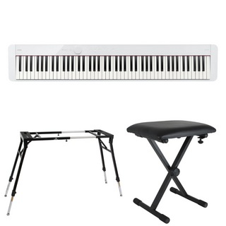 Casioカシオ Privia PX-S1100 WE 電子ピアノ キーボードスタンド キーボードベンチ 3点セット [鍵盤 Eset]