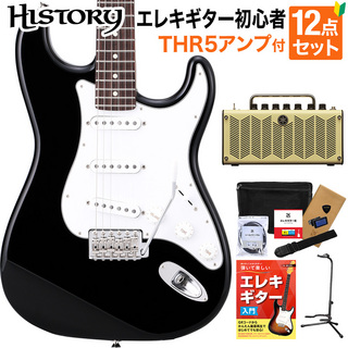 HISTORYHST-Standard BLK エレキギター 初心者12点セット 【THR5アンプ付き】