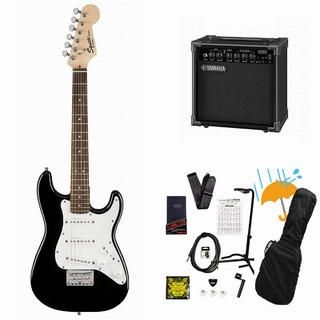 Squier by FenderMini Strat Laurel FB Black ミニギター エレキギター YAMAHA GA15IIアンプ付属初心者セットR【WEBSHOP】