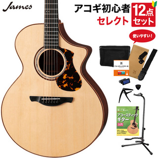 James J-900/C NAT アコースティックギター 教本付きセレクト12点セット 初心者セット エレアコ オール単板