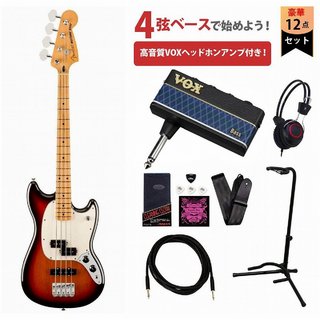 Fender Player II Mustang Bass PJ Maple FB 3-Color Sunburst VOXヘッドホンアンプ3付属エレキベース初心者セット