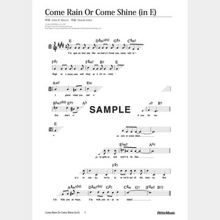 楽譜 Come Rain Or Come Shine（in E）