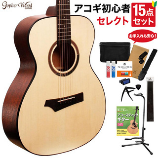 Gopherwood Guitarsi110 アコースティックギター 教本・お手入れ用品付きセレクト15点セット 初心者セット OOOサイズ
