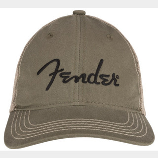 Fender Embroidered Logo Soft Mesh Snapback Hat, Olive/Khaki 【御茶ノ水本店】
