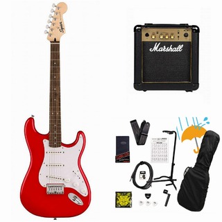 Squier by FenderSonic Stratocaster HT Laurel FB WH PG Torino Red Marshall MG10アンプ付属エレキギター初心者セットR【W