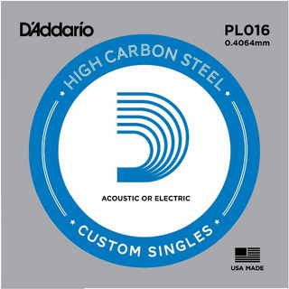 D'AddarioPL016 アコギ／エレキギター兼用弦 Plain Steel 016 【バラ弦1本】