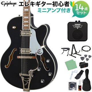 EpiphoneEmperor Swingster Black Aged Gloss エレキギター 初心者14点セット ミニアンプ付き フルアコギター