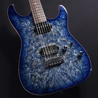T's Guitars DST-DX22 Waterfall Burl Maple Top (Trans Blue Denim Burst) #032847