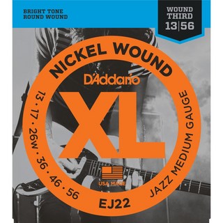 D'Addario XL Nickel Electric Guitar Strings EJ22 (Jazz Medium/13-56)