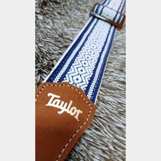 Taylor2" Academy Jacquard Leather Guitar Strap【White/Blue】