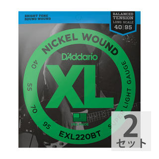 D'Addario ダダリオ 弦 ベース弦 40-95 2セット D'Addario EXL220BT Super Light バランスドテンション