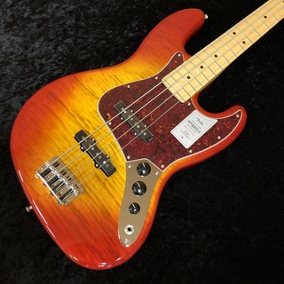 Fender 2024 Collection Made in Japan Hybrid II Jazz Bass Flame Sunset Orange Transparent