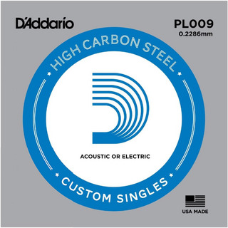 D'Addario PL009 アコギ／エレキギター兼用弦 Plain Steel 009 【バラ弦1本】