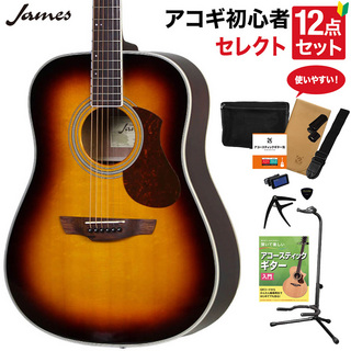 JamesJ-300D BBT アコースティックギター 教本付きセレクト12点セット 初心者セット