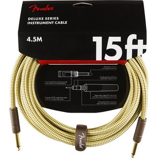 Fender Deluxe Series Instrument Cable， Straight/Straight， 15'， Tweed(#0990820084)