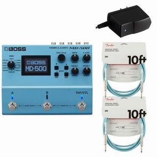 BOSS MD-500 MODULATION　モジュレーション [純正アダプターPSA-100S2 + Fenderケーブル2本(Daphne Blue/3メー