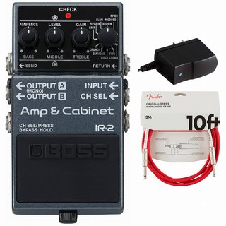 BOSS IR-2 Amp & Cabinet アンプ キャビネット 純正アダプターPSA-100S2+Fenderケーブル(Fiesta Red/3m) 同時購