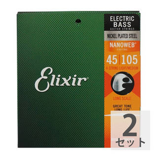 Elixir エリクサー 14077 NANOWEB 4-String Light/Medium Long Scale エレキベース弦 ×2セット