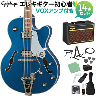 Epiphone Emperor Swingster Delta Blue Metallic エレキギター 初心者14点セットVOXアンプ付き フルアコギター