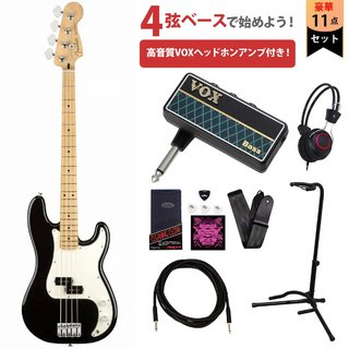 FenderPlayer Series Precision Bass Black / Maple Fingerboard VOXヘッドホンアンプ付属エレキベース初心者セッ