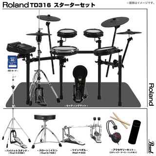 Roland TD316 [Pearlツインペダルセット]【ローン分割手数料0%(24回迄)】<177298>