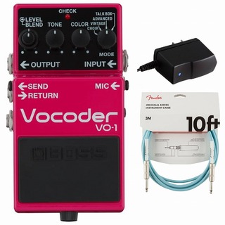 BOSS VO-1 Vocoder ボコーダー 純正アダプターPSA-100S2+Fenderケーブル(Daphne Blue/3m) 同時購入セット【WEBSH