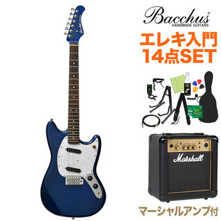 Bacchus BMS-1R DLPB エレキギター初心者14点セット【マーシャルアンプ付】【オンラインストア限定】