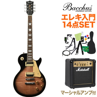 Bacchus BLP-FMH/R TS エレキギター初心者14点セット【マーシャルアンプ付き】 タバコサンバースト