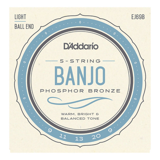 D'Addarioダダリオ EJ69B 5-String Banjo Phosphor Bronze Light 9-20 5弦バンジョー弦 ボールエンド