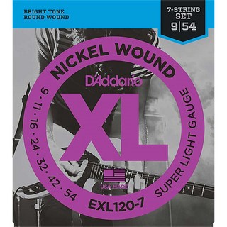 D'Addario XL Nickel Electric Guitar Strings EXL120-7 (Super Light 7-string/09-54)