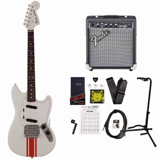 Fender 2023 MIJ Traditional 60s Mustang Rosewood FB Olympic White with Red Competition Stripe FenderFrontma
