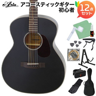 ARIAAria-101 MTBK アコースティックギター初心者セット12点セット マットブラック 黒 艶消し塗装