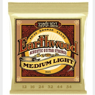 ERNIE BALL Earthwood 2003 ML 80/20 Bronze Acoustic Guitar Strings 12-54 Medium Light 【渋谷店】