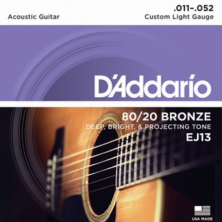 D'Addario EJ13 80/20 BRONZE Custom Light (.011 - .052)