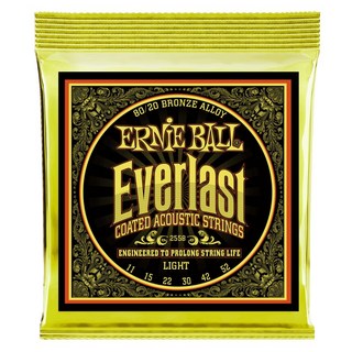 ERNIE BALL Everlast Coated 80/20 Bronze Alloy Acoustic Strings (#2558 Everlast Coated LIGHT)
