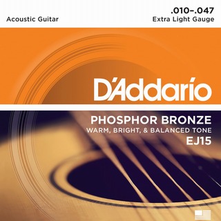 D'Addario EJ15 PHOSPHOR BRONZE Extra Light (.010 - .047)