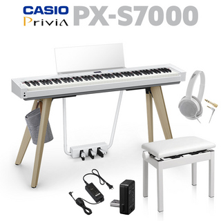 CasioPX-S7000 WE ホワイト 電子ピアノ 88鍵盤 ヘッドホン・高低自在椅子セット 【配送設置無料・代引不可】