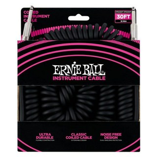 ERNIE BALL【大決算セール】 30' COILED STRAIGHT/STRAIGHT INSTRUMENT CABLE BLACK[6044]