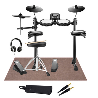 DONNER DED-80 マット付き自宅練習7点セット Black 電子ドラムセット オールメッシュパッド コンパクトサイズ