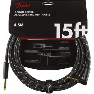 FenderDeluxe Series Instrument Cable， Straight/Angle， 15' Black Tweed(#0990820085)