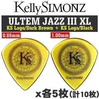 愛曲楽器オリジナル[10枚セット]Kelly SIMONZ(ケリーサイモン) オリジナルピック ウルテム JAZZ III XL 0.88mm5枚 1.00mm5枚